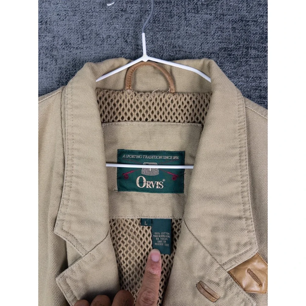VTG Orvis Hunting Blazer Mens L Brown Elbow Patch Utility Single Breasted Duck